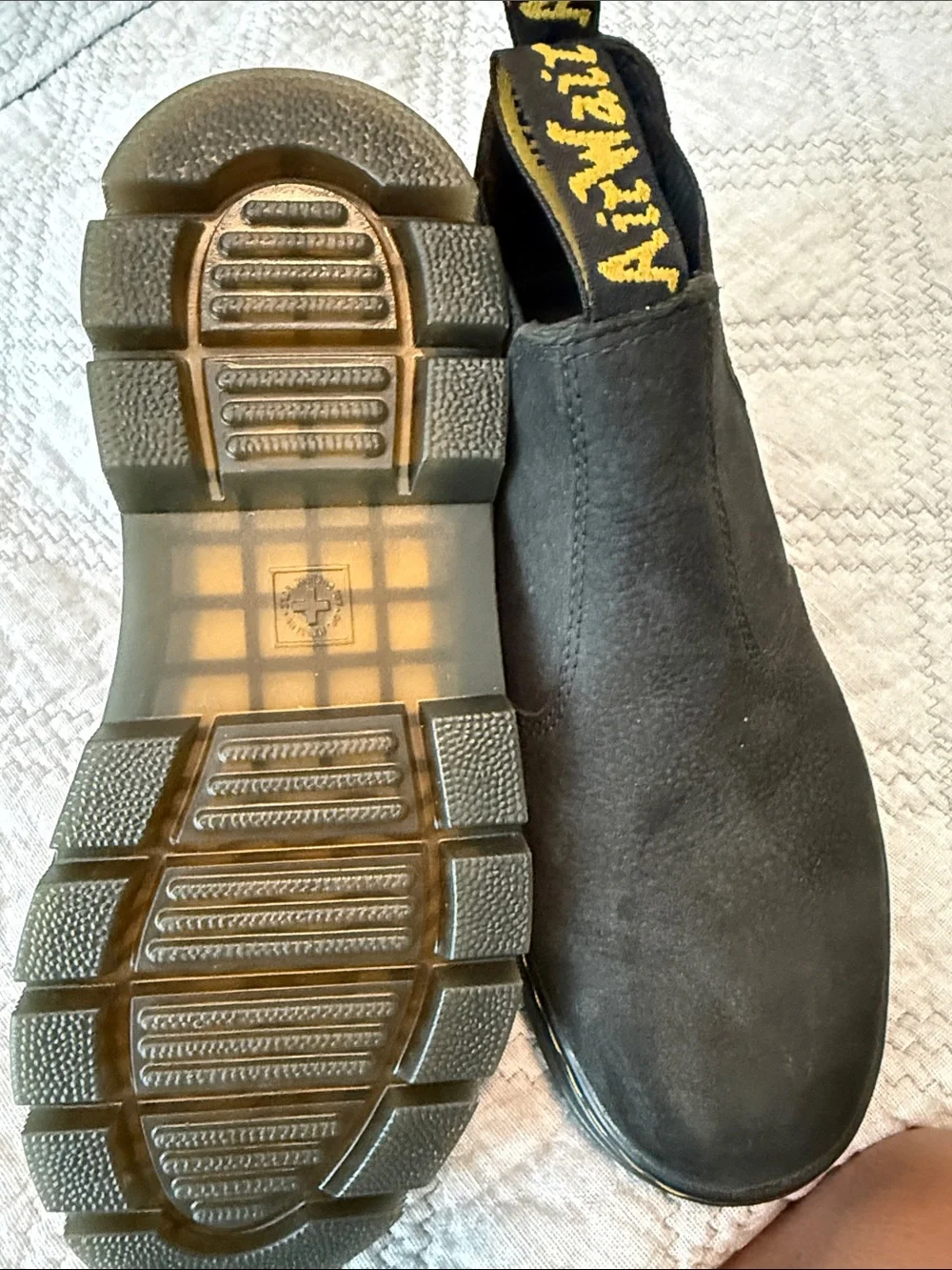 Dr. Martens Black Chelsea Boots with Yellow Welt Stitching